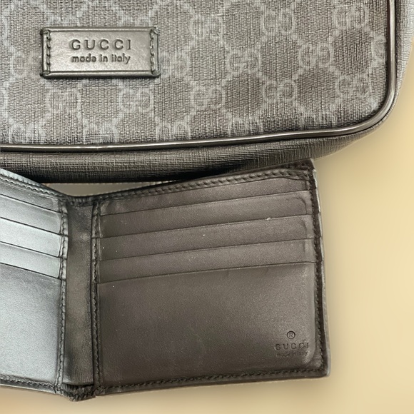 Gucci Black and Gray Men's Wallet and Bag Set - Picture 1 of 6